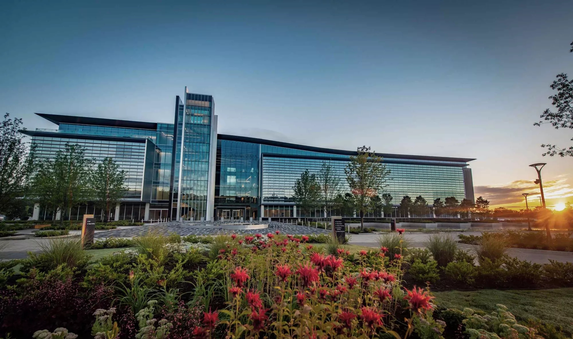 Bank OZK Headquarters, at the golden hour.