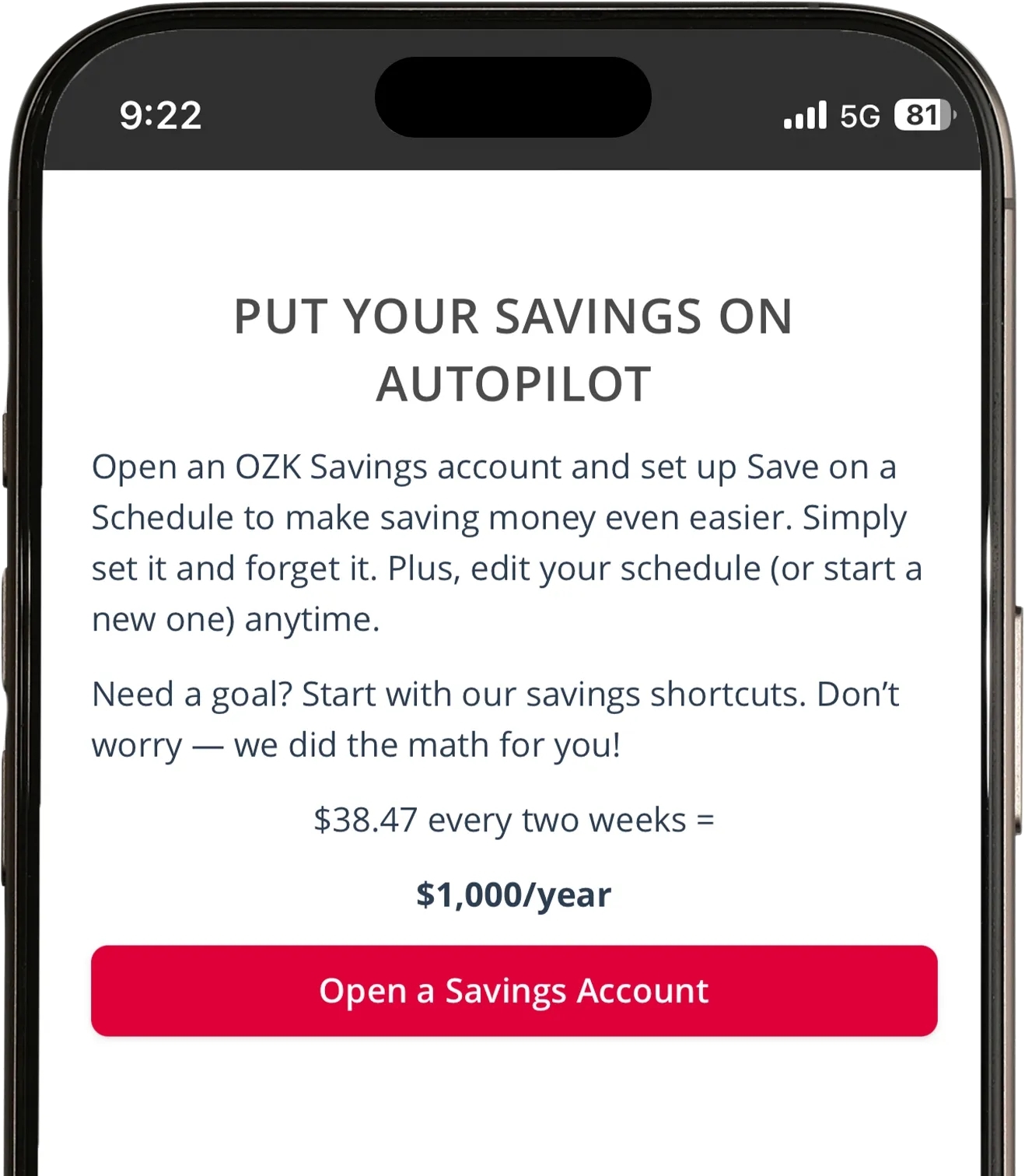 Phone screen with Save on a Schedule