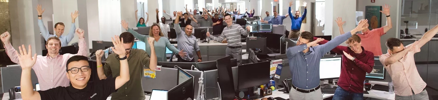 Pretty much every employee in labs cheering in the open office.
