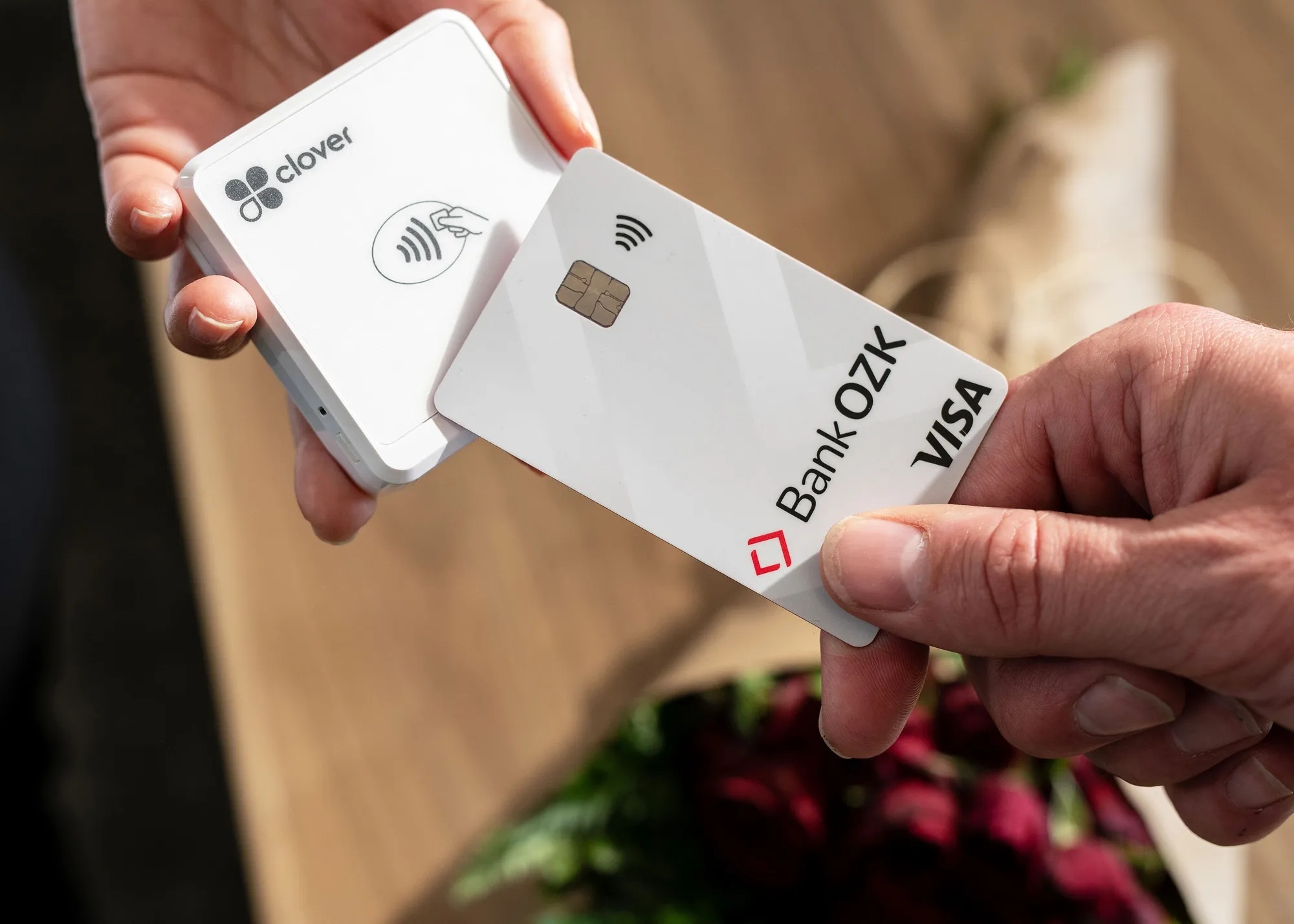 Bank OZK debit card being used on a Clover Terminal