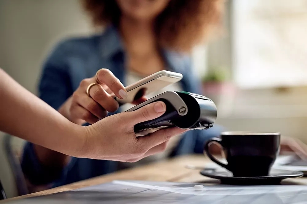 A touchless transaction occurring. A touchless transaction occurring.