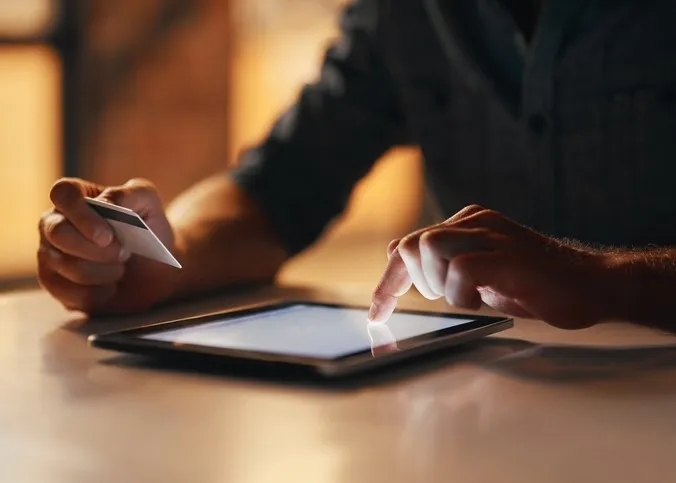 Man using a tablet. 
