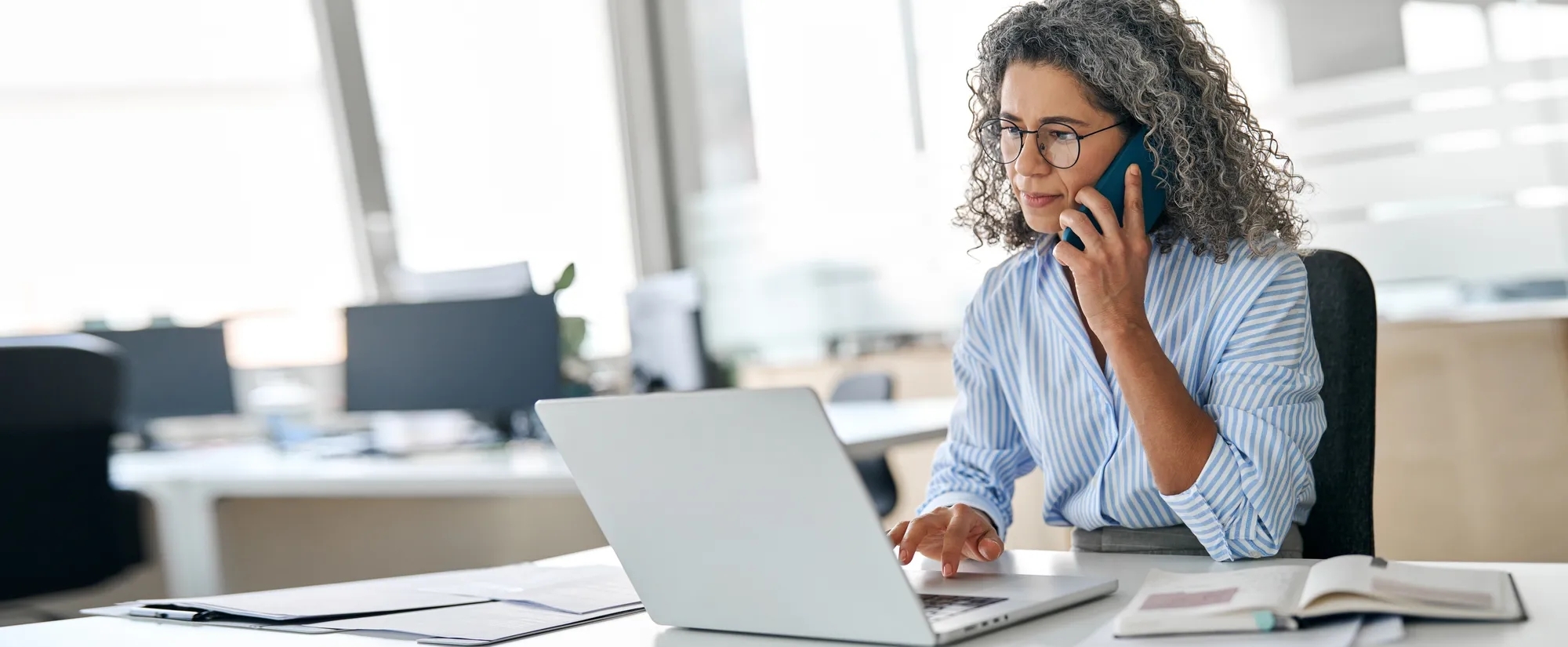 Woman looking at computer